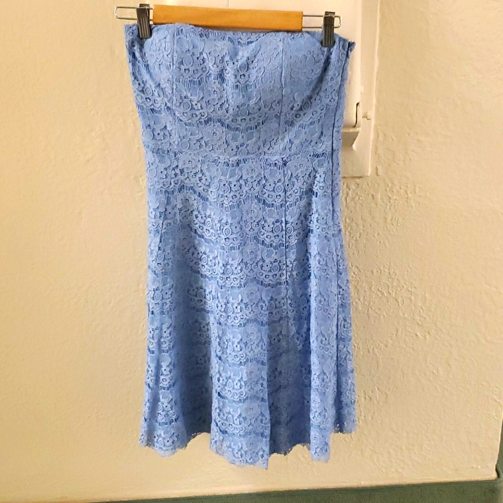 Blue strapless lace Dress xs